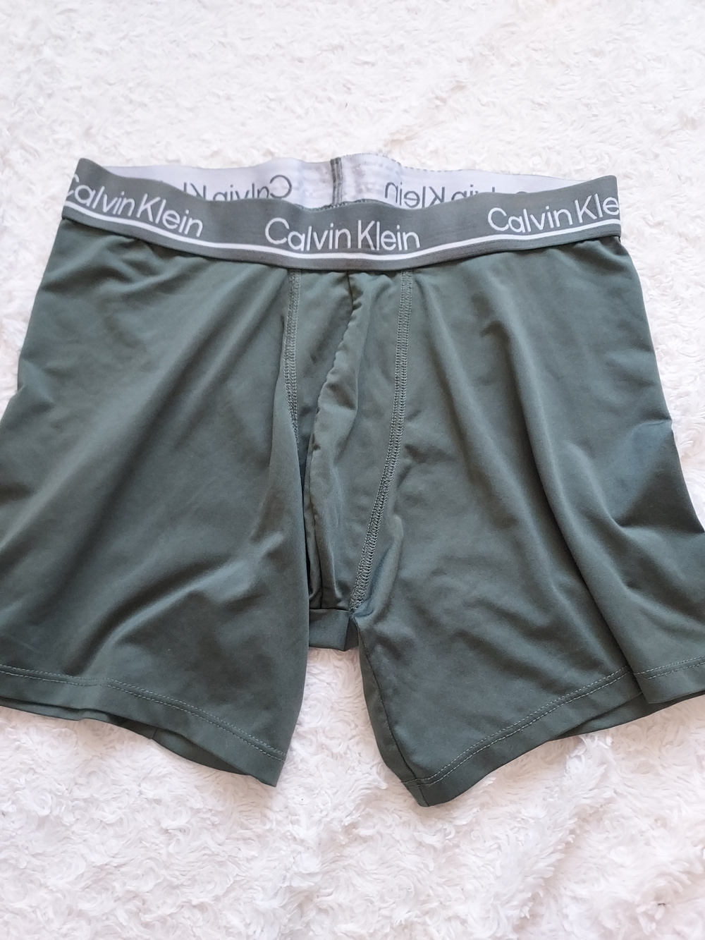 Calvin Klein Olive Green Slinky Stretch Boxer Briefs Medium Comfort Everyday